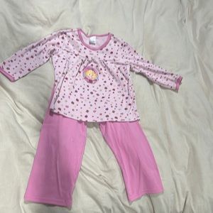 Girls long sleeve pajamas, pink, size 3, gently used